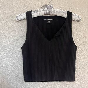 American Eagle Outfitters Black Ribbed Cropped Tank Top size small
